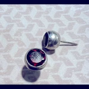 Vintage Ruby and Silver Stud Earrings